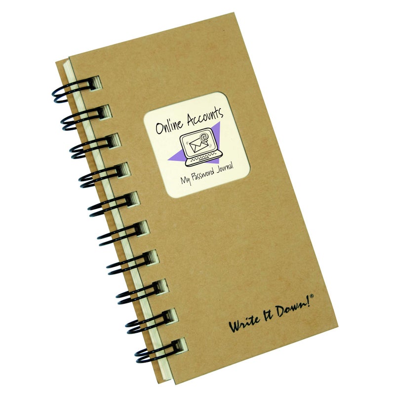 Write it Down series by Journals Unlimited, Online Accounts, My Password Journal, Mini-Size 3â€x5.5â€, Kraft Hard Cover, Made in USA - Image 3